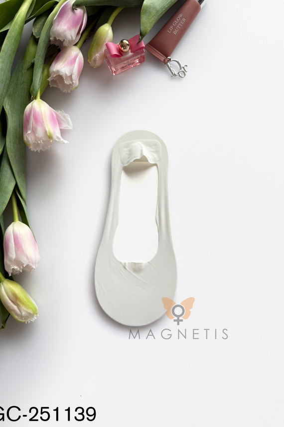 Calzini ballerina invisibili Magnetis GC-251139 cotone silicone ecru