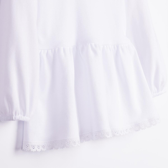 Blusa bambina Nicol 163705 100% cotone bianca con baschina e pizzo