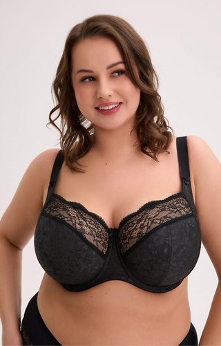 BSM 1320 Reggiseno morbido Willow Gaia nero - seno abbondante, ferretto, pizzo, spalline larghe