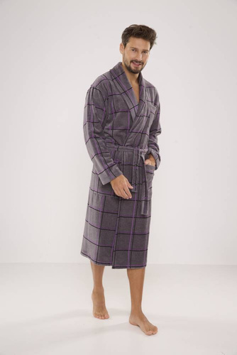 803 / 819 Vestaglia Twin Forex da uomo in spugna - grigio a quadri viola (grigio a quadri)