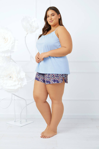 Gonesa Pigiama da donna slim-fit, pantaloncini Moda italiana - blu/stampa