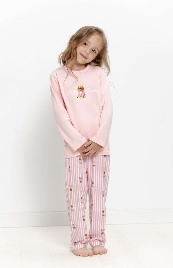 Pigiama bambina Taro 3647 Nola rosa 100% cotone manica lunga
