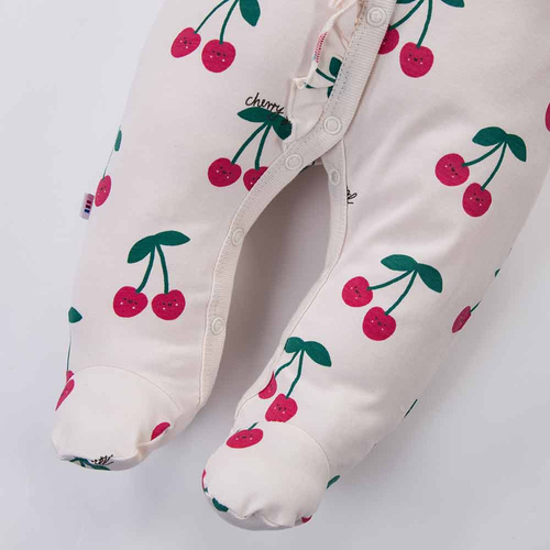 Tutina neonato Eevi Cherry con piedi cotone morbida comoda