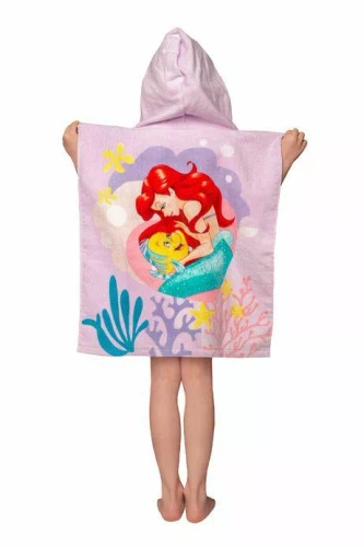 Poncho per bambini Ariel Mermaid rosa Disney con cappuccio Jf24 Per piscina, spiaggia, bagno Jerry Fabrics