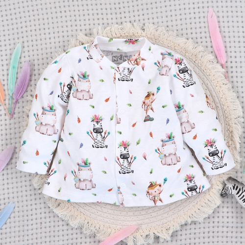 ABN-5540 Body per neonato in cotone biologico Nini Happy Animals - bottoni a pressione senza nichel, sicuri e confortevoli per il bambino