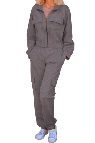 Tuta da donna Mili Mirale in cotone, comodo set con tasche - produzione polacca - grigio