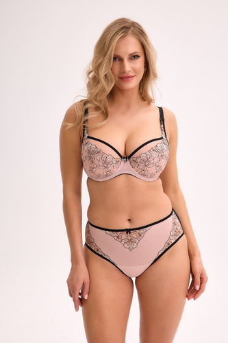 Gaia BS 1332 Xenia rosa-nero, reggiseno semi-imbottito semi-morbido con ricamo e ferretto