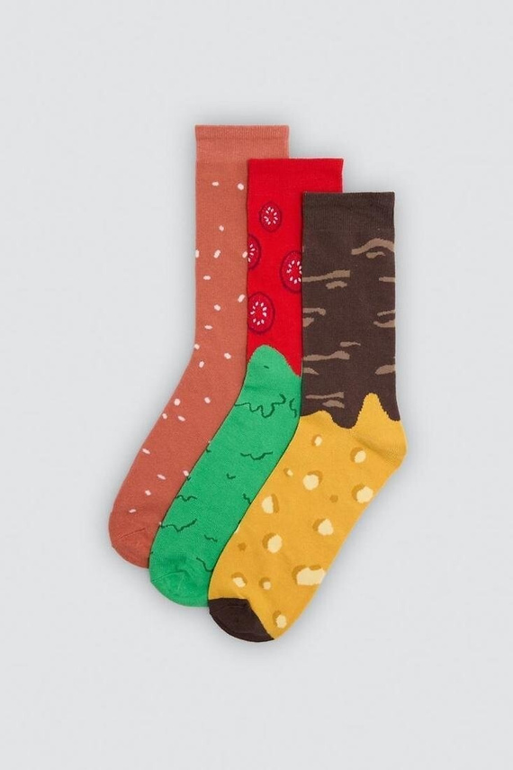 Ysabel Mora 17501 Calze Unisex Burger 3 Paia in Cotone Confezione Regalo