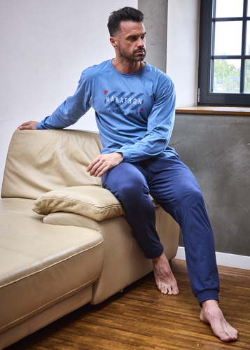 Pigiama uomo 322/301 Marathon blu - cotone, manica lunga, stile sportivo