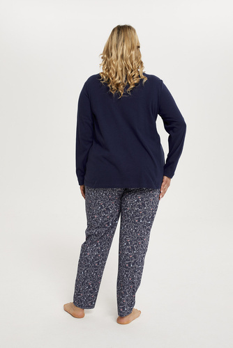 Sajna Pigiama donna maniche lunghe, pantaloni lunghi Moda italiana - blu navy/stampa