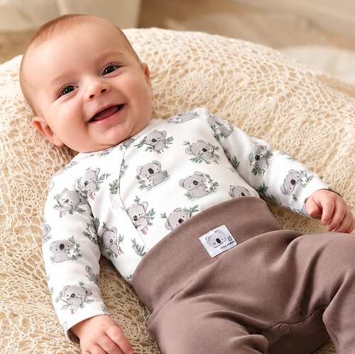 ABN-5201 Body incrociato Nini Sweet Koala bianco 100% cotone organico