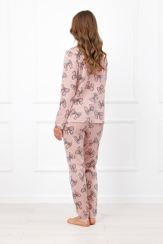 Italian Fashion Izabell pigiama donna in cotone lungo con bottoni e fiocchi