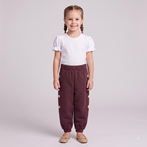 226277 Nicol HANIA Pantaloni alladynki per bambina marrone scuro cotone