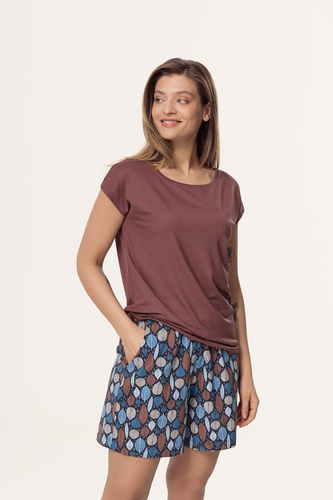 Pigiama da donna Matilda PI71 Mefemi by Nipplex marrone - viscosa, pantaloncini di cotone