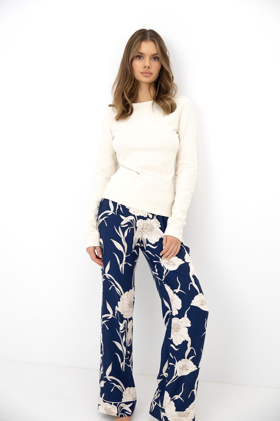 Pigiama donna Sensis Monroe con apertura, 100% cotone interlock, motivo fiocchi di neve