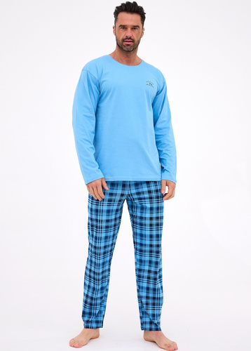124/310 Ready Pigiama da uomo Cornette blu - cotone, manica lunga