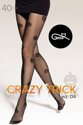 Collant Crazy Trick wz.04 40 den Gatta nero - Halloween, zucche, elastico in vita