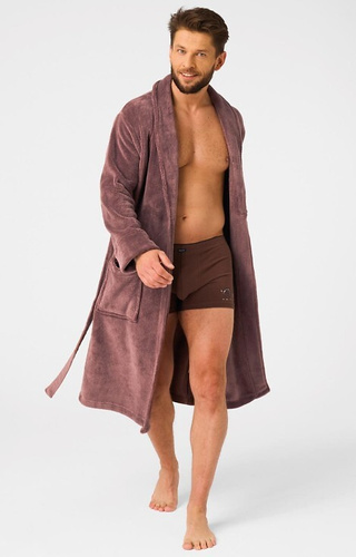 MGL 255 B25 Accappatoio marrone da uomo - classico, morbido, legato in vita