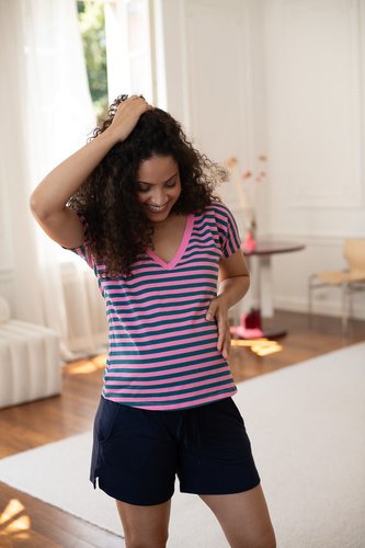 Milk&Love pantaloncini premaman corti in viscosa blu navy per l'estate
