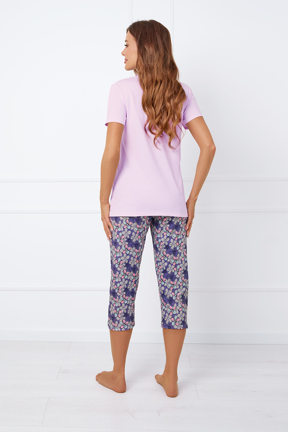 Carbonia Pigiama donna manica corta, pantalone 3/4 Moda italiana - rosa/stampa