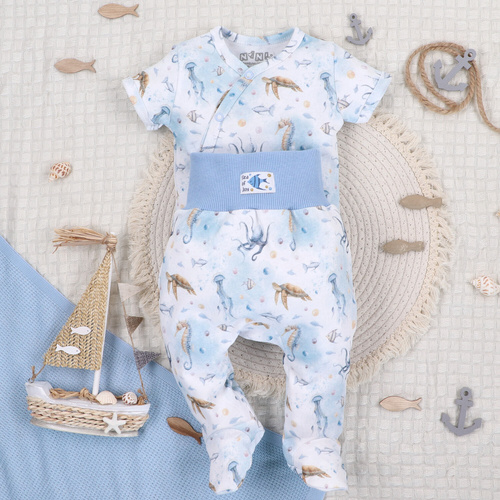 ABN-5443 Sea Of Joy Nini, body a manica corta - cotone biologico, per neonati