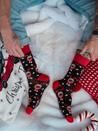 1290-036 Calzini da uomo Mopsy Milena Nero - festosi, colorati, in cotone