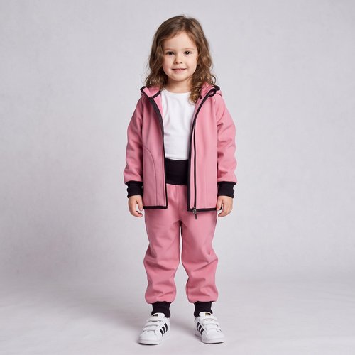 Nicol Pantaloni softshell bambini con pile, vita alta, polsini - rosa cipria
