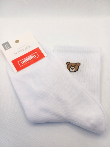 Milena 0200-181 bianco - calze da donna con orsetto, in cotone, morbide e confortevoli