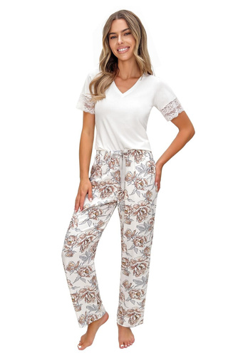 Pigiama donna Donna Elizabeth Long viscosa pizzo scollo V comfort