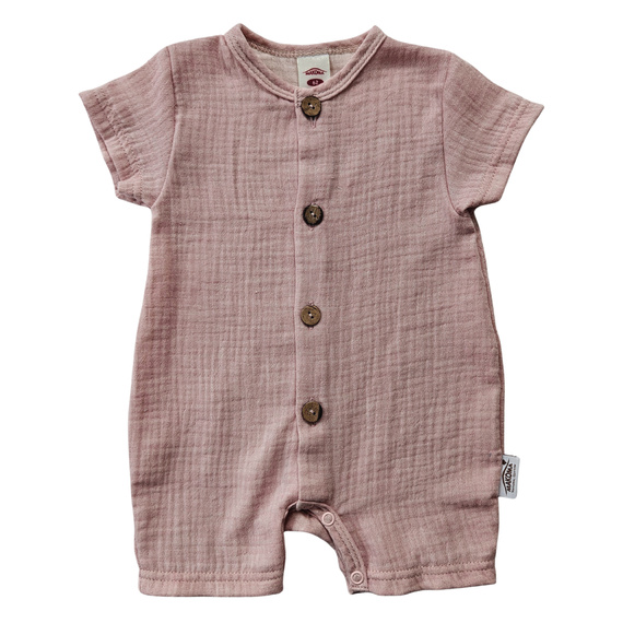Baby Rampers Just Muslin 02235RR Makoma rose- mussola 100% cotone, manica corta