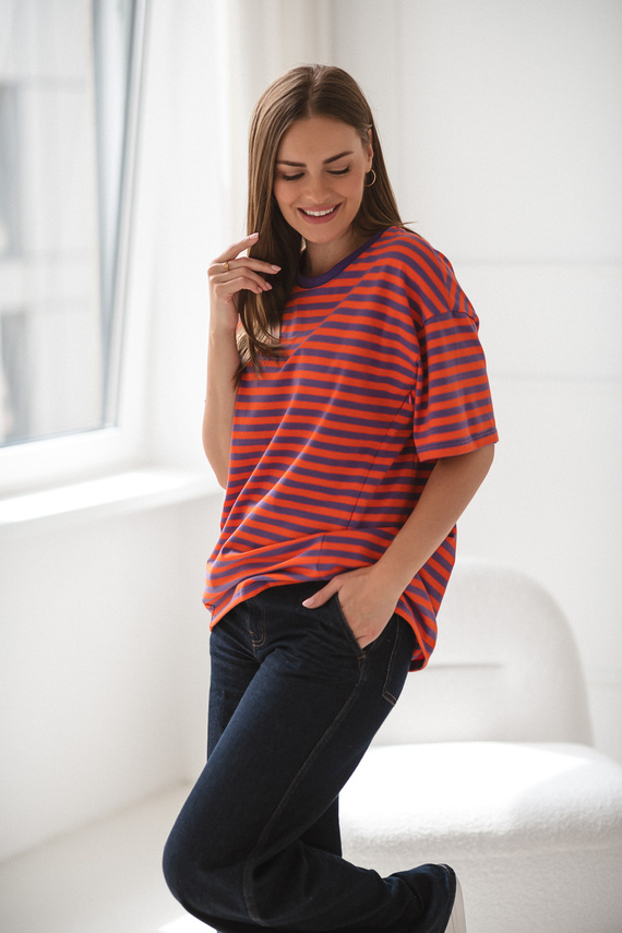 Mamahood T-shirt gravidanza e allattamento Milk&Love viola e arancione - comoda ed elegante