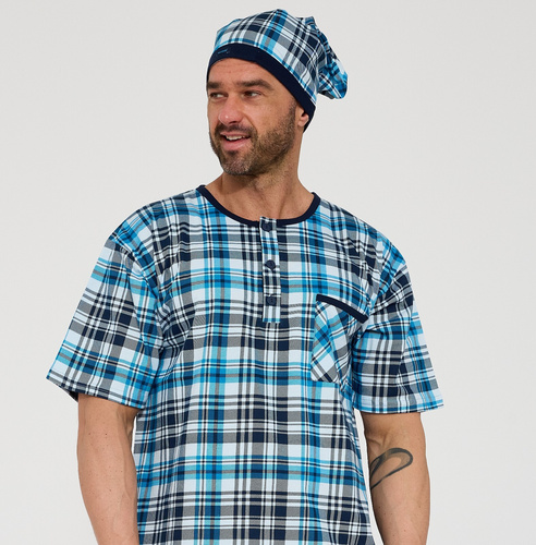 Cornette 109/38– camicia da notte uomo in cotone 100%, manica corta, bottoni e taschino