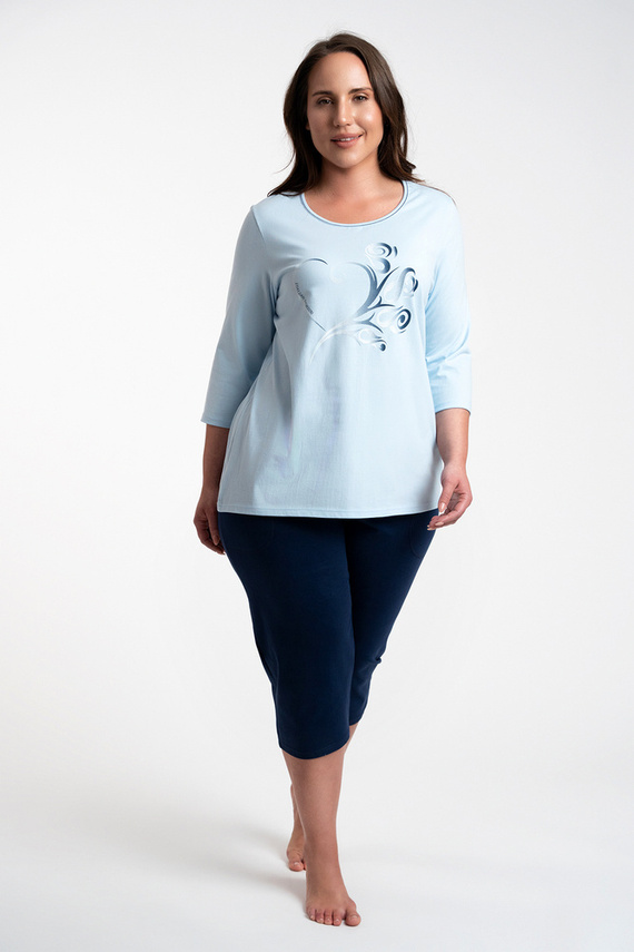 Arietta Pigiama da donna con maniche e pantaloni a 3/4 Moda italiana - blu