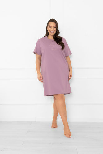 Camicia da notte da donna Ksara - manica corta, cotone Italian Fashion - erica