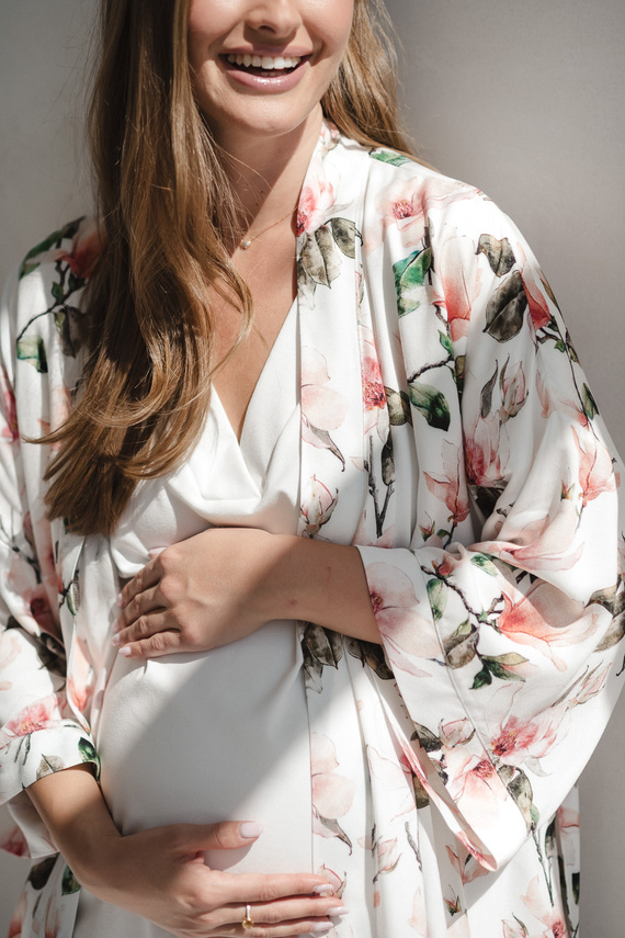 Camicia da notte Moon per gravidanza e allattamento Milk&Love - viscosa crema, oversize | qualità polacca