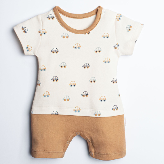 Nicol Olo 221153 tutina bambino con automobili 100% cotone caramello
