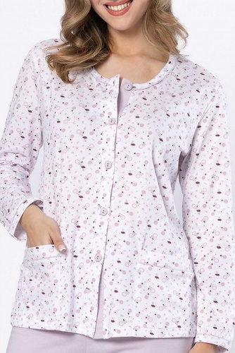 Pigiama donna Leveza Danuta 1637 lilla - cotone, manica lunga, abbottonato