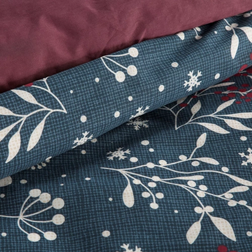 Kristy Christmas bedding Eurofirany blu navy/bordeaux - cotone ranforce, reversibile