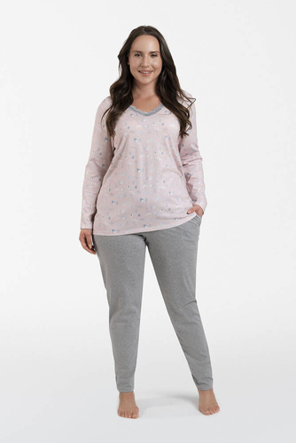 Simona Pigiama a maniche lunghe e pantaloni lunghi da donna Moda Italiana - stampa/melange