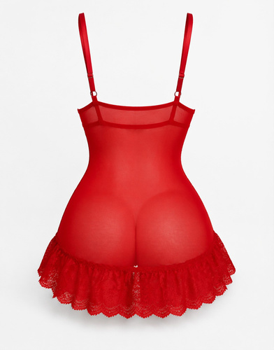 Camicia da notte Nuit Red LivCo tulle pizzo donna elegante