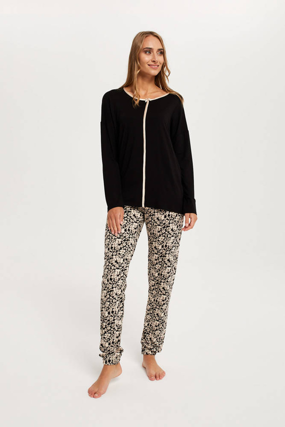 Guyana Pigiama da donna manica lunga, pantaloni lunghi Moda italiana - nero/stampa