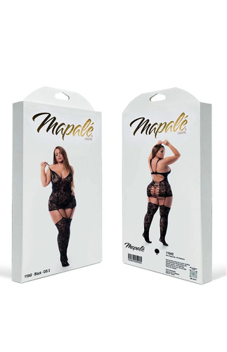 Body donna Mapale 7481 romper babydoll nero in pizzo con schiena scoperta