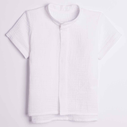 Camicia bambino Nicol 224350 mussola 100% cotone manica corta - bianca