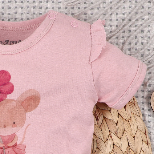 Body neonato Nini Little Mouse cotone biologico bottoni spalla manica corta