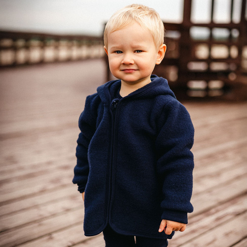 Giacca da bambino Eevi in lana merino - blu navy, traspirante e morbida