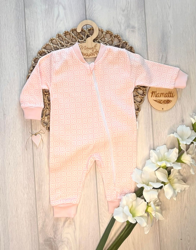 Tutina neonato Mamatti PS15941 senza piedi fiori cotone zip