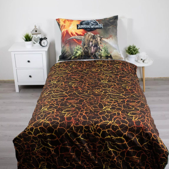 Biancheria da letto 140x200 Dinozauri Parco Giurassico Vulcano 70x90 Jerry Fabrics