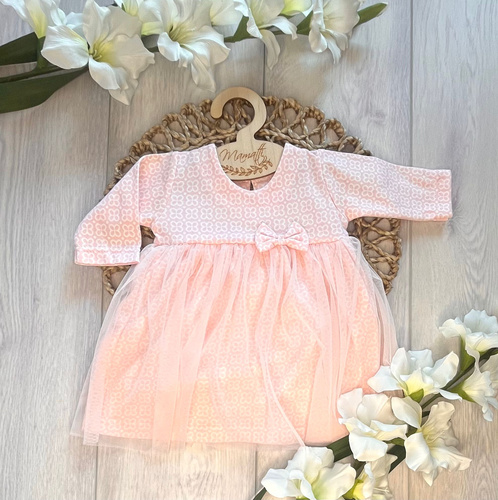 Vestito neonato Mamatti SK15937 tulle fiori manica lunga