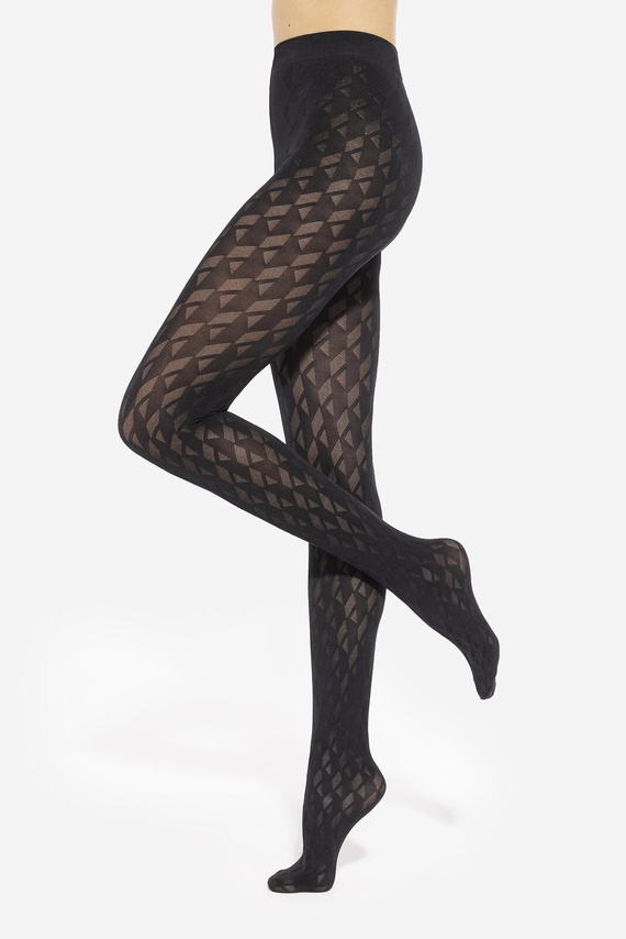 Loretta 155 Gatta collant donna - fantasia geometrica, 50 den, opaco - nero