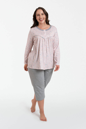 Daniela Pigiama donna manica lunga, pantaloni 3/4 Moda italiana - stampa/melange